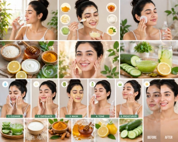 Natural skincare routine in focus